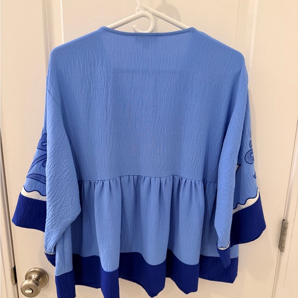 Blue Embroidered Blouse - Picture 3 of 3